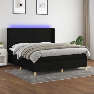kontinentaalvoodi madrats ja LED, must, 180x200 cm, kangas