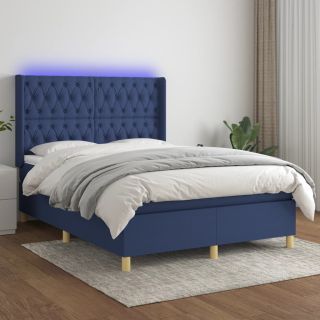 kontinentaalvoodi madrats ja LED, sinine, 140x200 cm, kangas