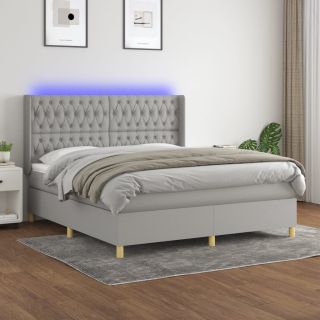матрас для континентальной кровати и светодиоды, светло-серый, 180x200 см, ткань