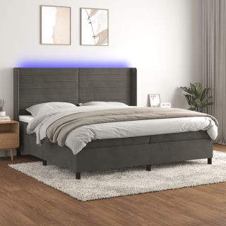 матрас для континентальной кровати и светодиоды, темно-серый, 200x200 см, бархат