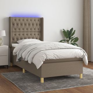 матрас для континентальной кровати и светодиоды, коричневый, 80x200 см, ткань