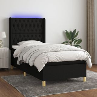 матрас для континентальной кровати и светодиоды, черный, 80x200 см, ткань