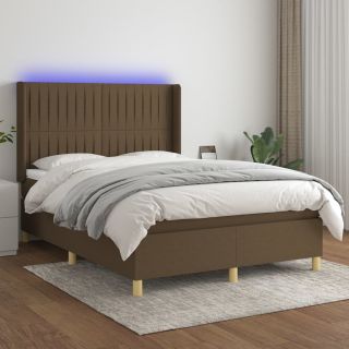 kontinentaalvoodi madrats ja LED, tumepruun, 140x200 cm, kangas