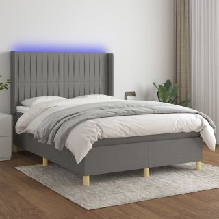 kontinentaalvoodi madrats ja LED, tumehall, 140x190 cm, kangas