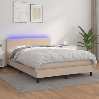 Матрас для континентальной кровати, LED капучино, 140x190 см, искусственная кожа
