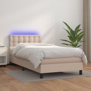 Матрас для континентальной кровати, LED капучино, 90x200 см, искусственная кожа