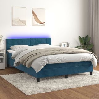 kontinentaalvoodi madrats, LED, tumesinine, 140x190 cm, samet