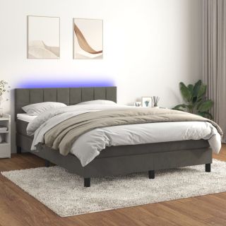 kontinentaalvoodi madrats ja LED, tumehall, 140x200 cm, samet