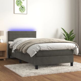матрас для континентальной кровати и светодиоды, темно-серый, 80x200 см, бархат
