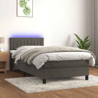 матрас для континентальной кровати и светодиоды, темно-серый, 100x200 см, бархат