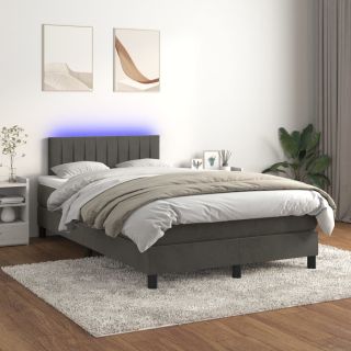 матрас для континентальной кровати и светодиоды, темно-серый, 120x200 см, бархат