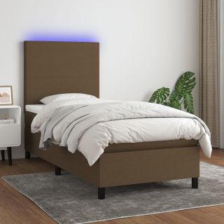 kontinentaalvoodi madrats ja LED, tumepruun, 90x190 cm, kangas