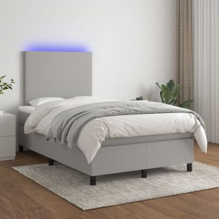 матрас для континентальной кровати и светодиоды, светло-серый, 120x200 см, ткань
