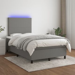 kontinentaalvoodi madrats ja LED, tumehall, 120x200 cm, kangas