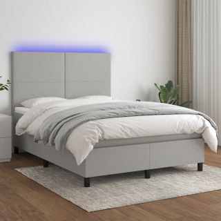 kontinentaalvoodi madrats ja LED, helehall, 140x190 cm, kangas