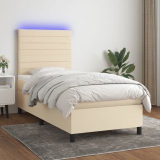 матрас для континентальной кровати и светодиоды, кремовый, 80x200 см, ткань