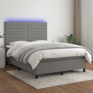 kontinentaalvoodi madrats ja LED, tumehall, 140x190 cm, kangas