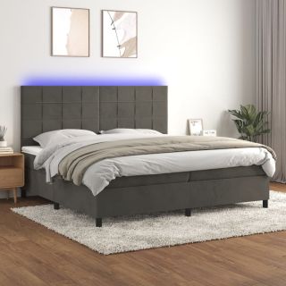kontinentaalvoodi madrats ja LED, tumehall, 200x200 cm, samet