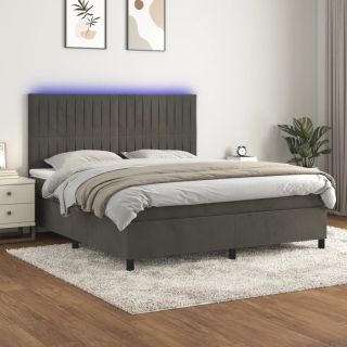 kontinentaalvoodi madrats ja LED, tumehall, 180x200 cm, samet