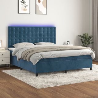 матрас для континентальной кровати, светодиодный, темно-синий, 160x200 см, бархат