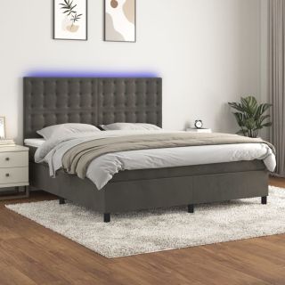 kontinentaalvoodi madrats ja LED, tumehall, 180x200 cm, samet