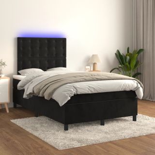 Матрас для континентальной кровати и светодиоды, черный, 120x200 см, бархат