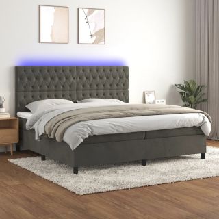 kontinentaalvoodi madrats ja LED, tumehall, 200x200 cm, samet