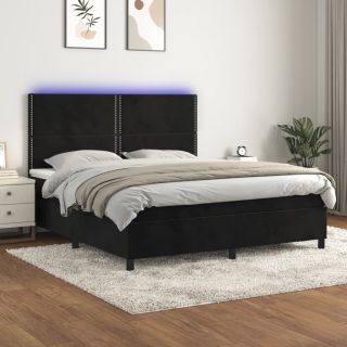 Матрас для континентальной кровати и светодиоды, черный, 180x200 см, бархат