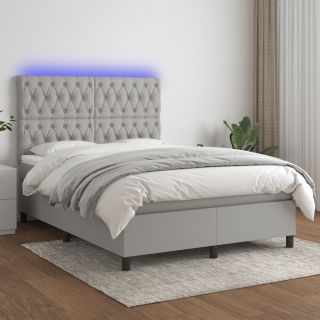 kontinentaalvoodi madrats ja LED, helehall, 140x190 cm, kangas