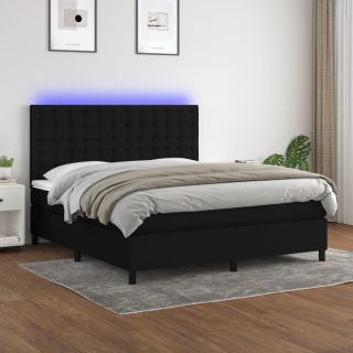 kontinentaalvoodi madrats ja LED, must, 160x200 cm, kangas