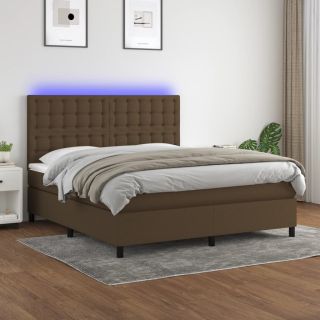 kontinentaalvoodi madrats ja LED, tumepruun, 160x200 cm, kangas