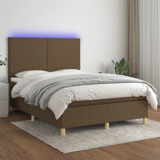 kontinentaalvoodi madrats ja LED, tumepruun, 140x200 cm, kangas