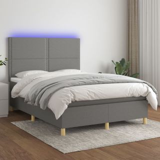 kontinentaalvoodi madrats ja LED, tumehall, 140x190 cm, kangas