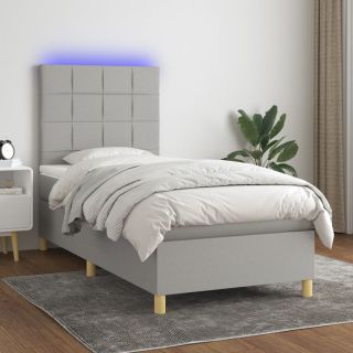 матрас для континентальной кровати и светодиоды, светло-серый, 100x200 см, ткань