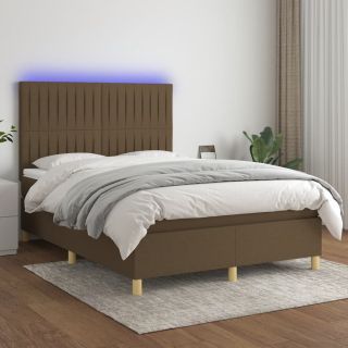 kontinentaalvoodi madrats ja LED, tumepruun, 140x190 cm, kangas
