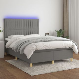 матрас для континентальной кровати и светодиоды, темно-серый, 140x200 см, ткань