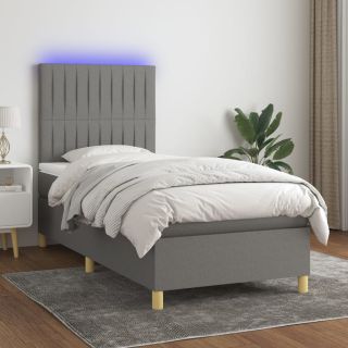 kontinentaalvoodi madrats ja LED, tumehall, 90x200 cm, kangas