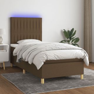kontinentaalvoodi madrats ja LED, tumepruun, 100x200 cm, kangas