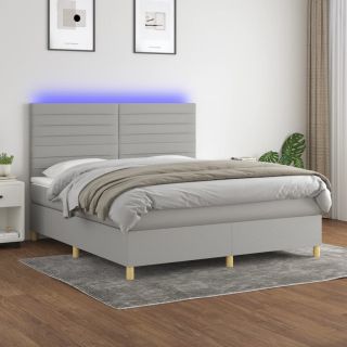 kontinentaalvoodi madrats ja LED, helehall, 160x200 cm, kangas