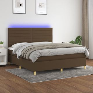 kontinentaalvoodi madrats ja LED, tumepruun, 160x200 cm, kangas