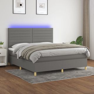kontinentaalvoodi madrats ja LED, tumehall, 180x200 cm, kangas