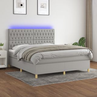 матрас для континентальной кровати и светодиоды, светло-серый, 160x200 см, ткань