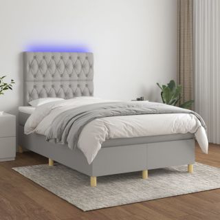 матрас для континентальной кровати и светодиоды, светло-серый, 120x200 см, ткань