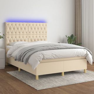 kontinentaalvoodi madrats ja LED, kreemjas, 140x190 cm, kangas