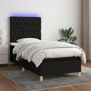 kontinentaalvoodi madrats ja LED, must, 100x200 cm, kangas