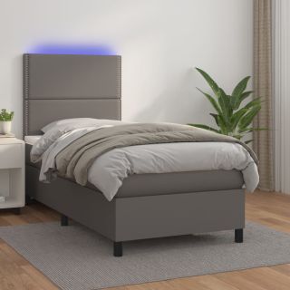 Матрас для континентальной кровати, светодиодный, серый, 100x200 см, искусственная кожа