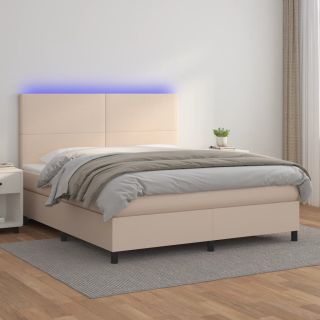 Матрас для континентальной кровати, LED капучино, 180x200 см, искусственная кожа