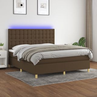 kontinentaalvoodi madrats ja LED, tumepruun, 160x200 cm, kangas