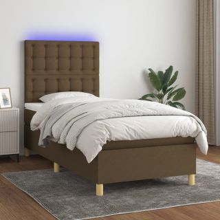 матрас для континентальной кровати и светодиоды, темно-коричневый, 90x200 см, ткань