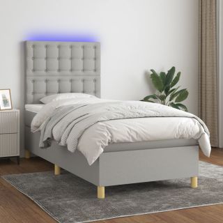 матрас для континентальной кровати и светодиоды, светло-серый, 100x200 см, ткань
